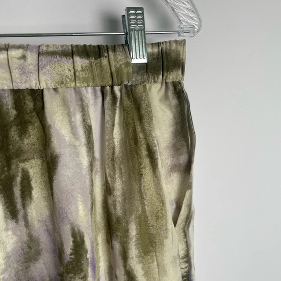 Chicos Midi Skirt Purple Green Cream Watercolor Abstract Design Size 1 (sz 8) - Picture 2 of 12